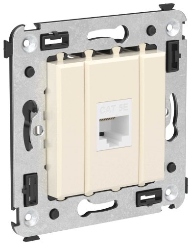 Розетка компьютерная без рамки DKC Avanti 1-м. RJ45 5е ванильная дымка картинка